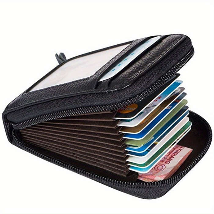 Men'S Stylish Card Holder with a Zippered Coin CompartmentPerfect for Organizing And Safeguarding