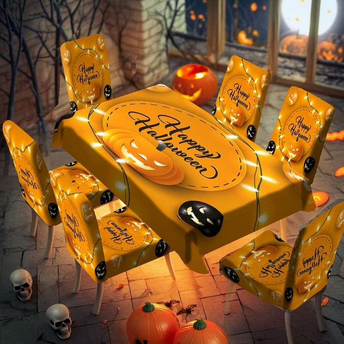 Halloween tablecloth decoration size 5pcs 1Tablecloth add 4Chair covers