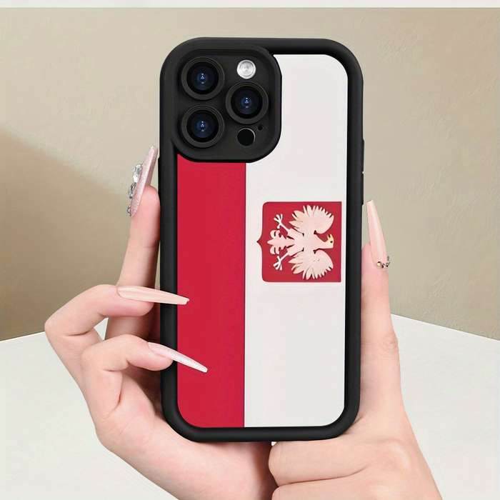 1Pc Black For iPhone XS Max Polish Flag Design Phone Case