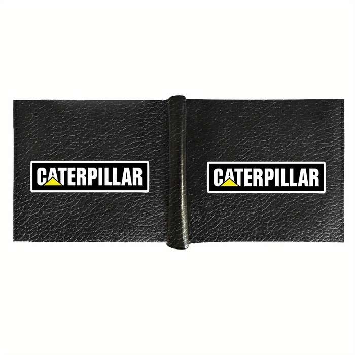 1pc Caterpillar Logo Men'S Faux Leather WalletCasual Style Multifunctional Short Bifold wit