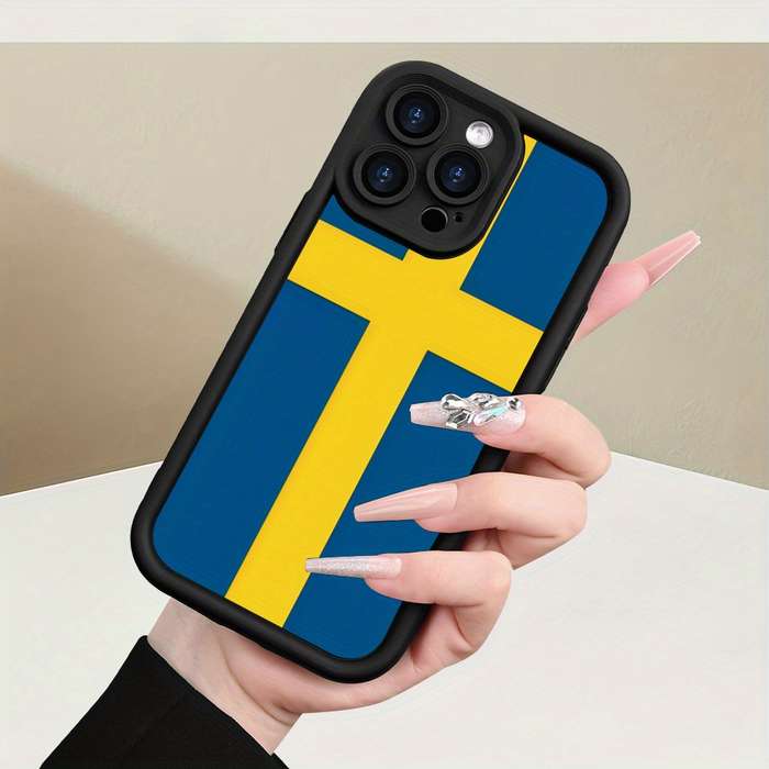 1Pc Black For iPhone 11 Pro Swedish Flag Design Phone Case