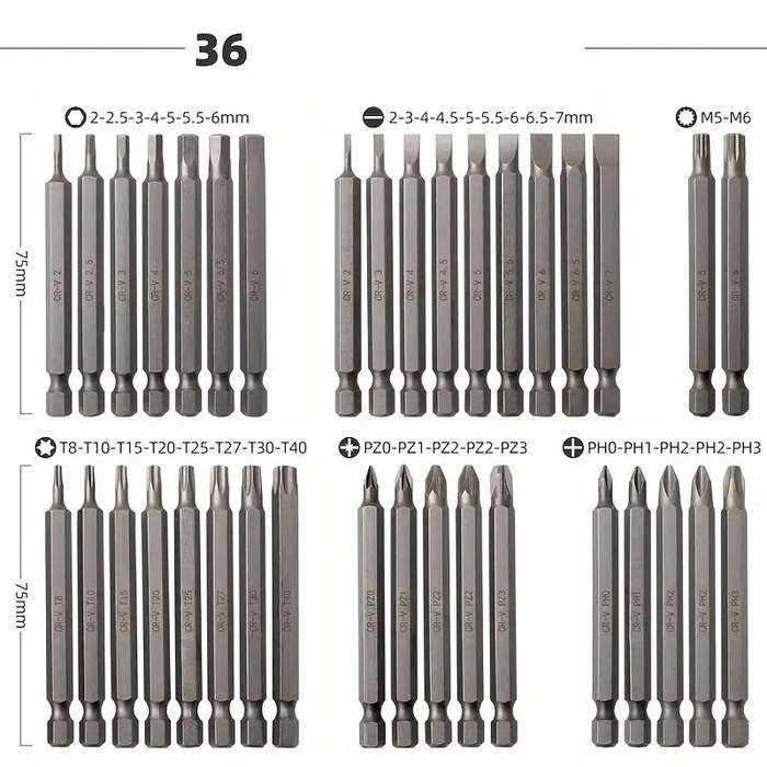 Screwdriver Bit Tool Set Quantity 36Pcs
