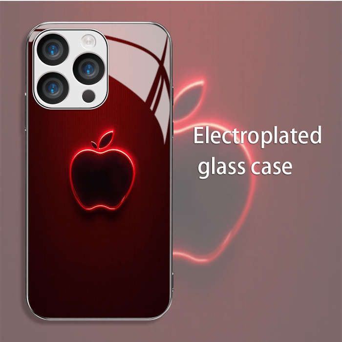 1Pc Red For iPhone 15 Pro Red Glow Apple Logo Phone Case