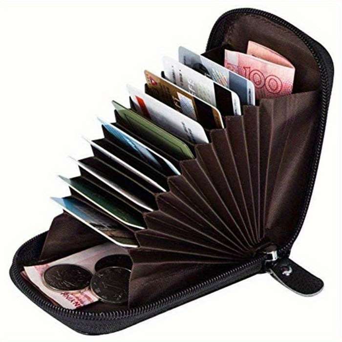Men'S Stylish Card Holder with a Zippered Coin CompartmentPerfect for Organizing And Safeguarding