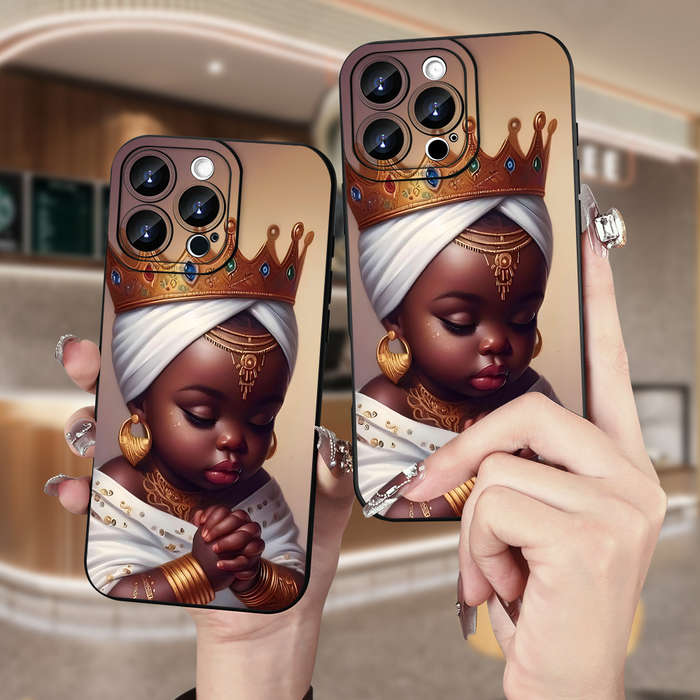 1Pc Black For iPhone X XS African Children Pattern Phone Case