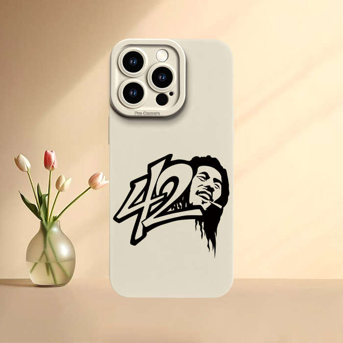 1Pc Beige For iPhone 13 Mini Smoking Men Pattern Phone Case