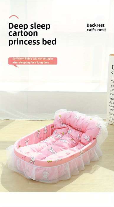 Pet Supplies Color Lace Princess Boat Nest  Pink Bunny Size One Size 57 X 40 X 13Cm