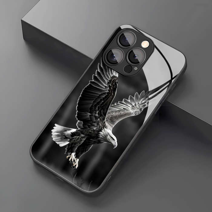 1Pc Mixed Color  For iPhone 11 Pro Max Black Eagle Pattern Phone Case