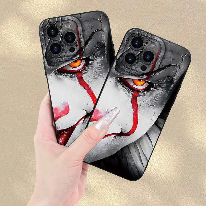 1Pc Black For iPhone 12 Pro Max Clown Pattern Phone Case