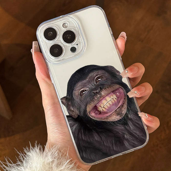 1Pc Mixed Color  For iPhone 15 Pro Max Gorilla Pattern Phone Case