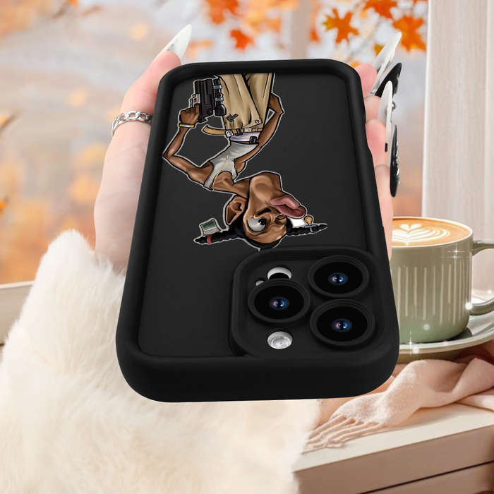 1Pc Black For iPhone 16 Hip Hop Youth Pattern Phone Case