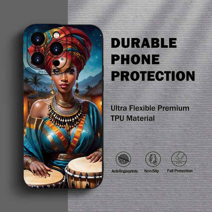 1Pc Black For iPhone 15 Plus African Girl Phone Case
