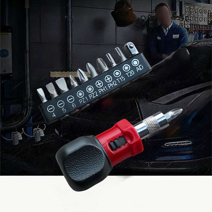 Screwdriver Bit Tool Set Color 11 In 1 Black And Red Set