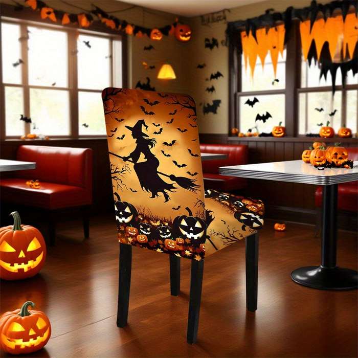 Halloween tablecloth decoration color 7 piece set 1 tablecloth add 6 chair covers size 241cm x 502cm