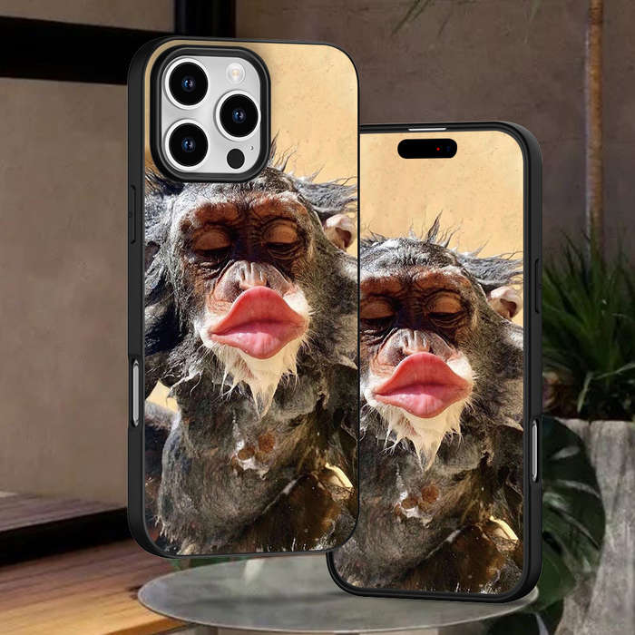 1Pc Black For iPhone 12 Pro Max Funny Kiss Pattern Phone Case