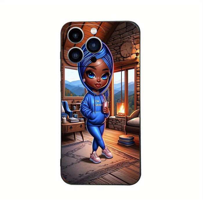 1Pc Black For iPhone 14 Pro Max African Design Phone Case