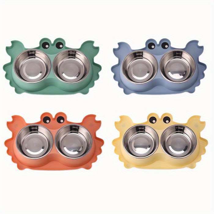 Pet Supplies Color Green Size Plastic Double Bowl