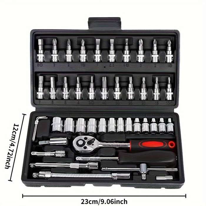 Screwdriver Bit Tool Set Color 46 Piece Socket Set Black Size Ht53And46 5746