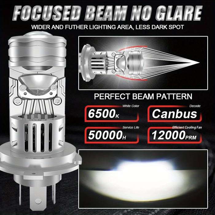 2pcs H4 LED Headlight Bulbs 12V Super Bright 6500K White Turbo Mini Diode Automotive