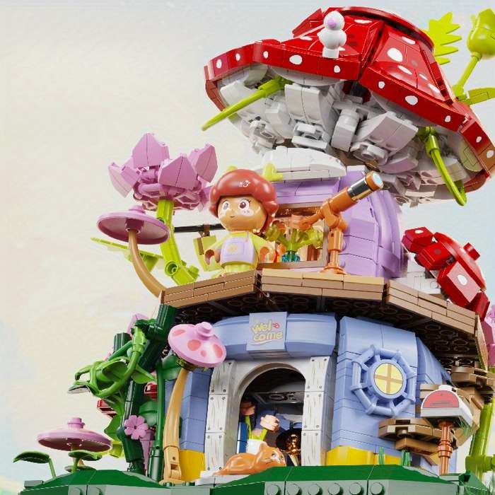 Building Toy Architectural Model Toy Set Color Mushroom House  1935 Pcs