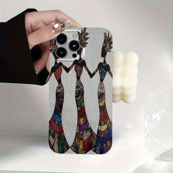 1Pc Transparent For iPhone 15 African Tribal Three Women Phone Case