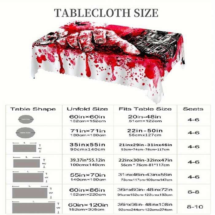 Halloween tablecloth decoration size 60inch x 60inch 152cm x 152cm or round