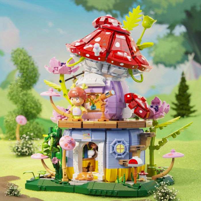 Building Toy Architectural Model Toy Set Color Mushroom House  1935 Pcs