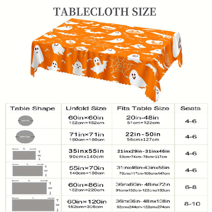 Halloween tablecloth decoration size  180cm x 180cm or round