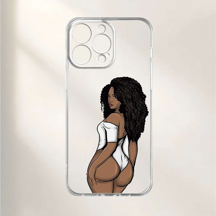 1Pc Transparent For iPhone 14 Pro Sexy Woman Back Phone Case