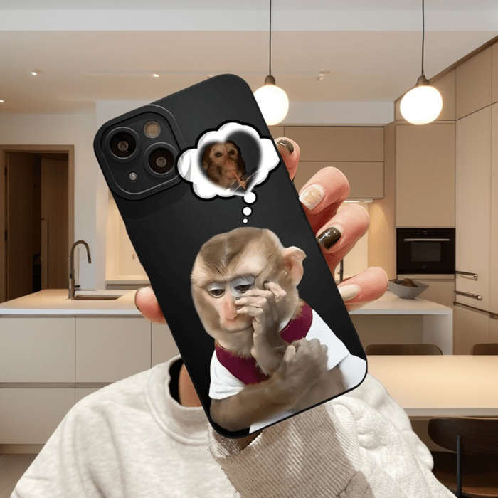 1Pc Black For iPhone 12 Mini Funny Monkey Phone Case
