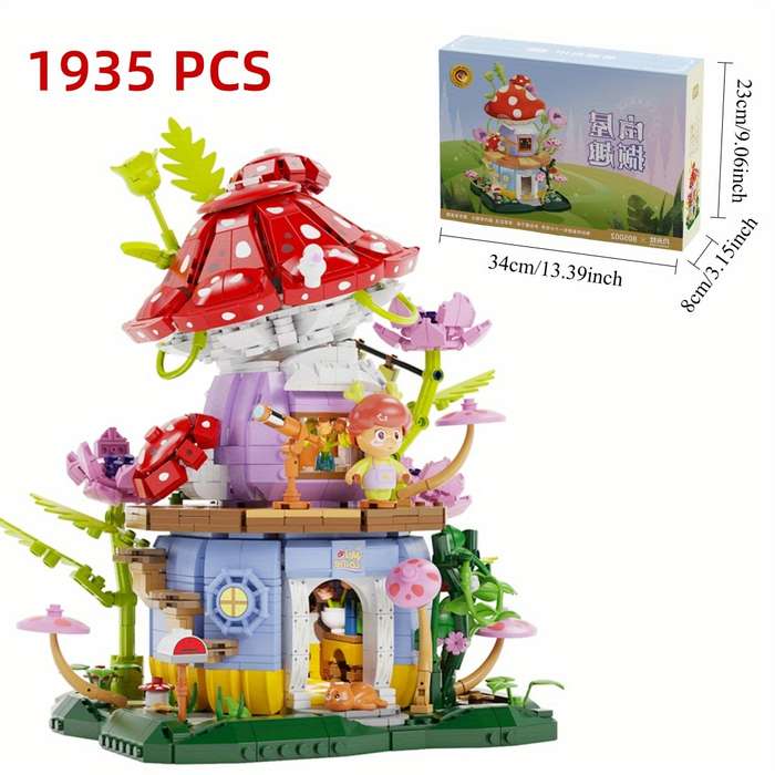 Building Toy Architectural Model Toy Set Color Mushroom House  1935 Pcs