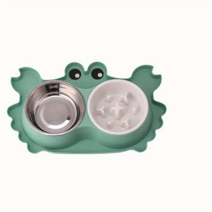 Pet Supplies Color Green Size With Stainless Steel  Add   Plastic Slow Food Bowl