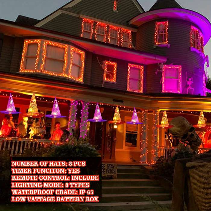 Halloween Decorations Color 3 Purple Add  3 Orange Style Hanging Witch Hat