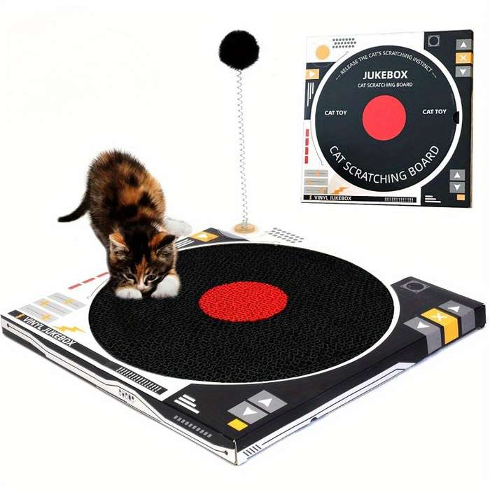 Pet Supplies Style Vinyl Record Player  Add  Spring Swing Ball