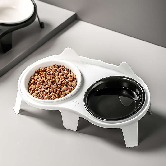 Pet Supplies Color White Stand Add  Black White Bowl