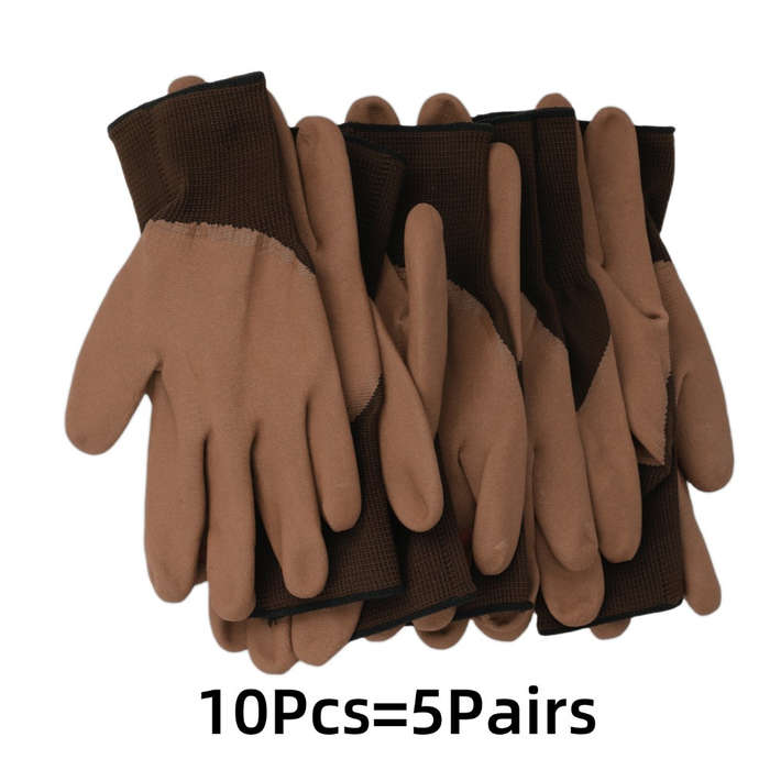 Work Gloves Color Thickened Coating   Brown Size 10Pcs 5Pairs