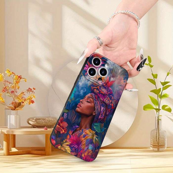1Pc Black For iPhone 15 Pro Max African Reverie Various Phone Case