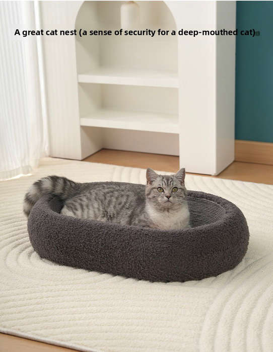 Pet Supplies Color Deep  Mouth Cat Bed  Grey Lucky Pattern