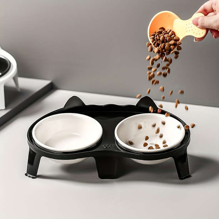 Pet Supplies Color White Stand Add  Black White Bowl