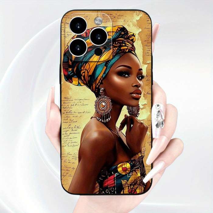 1Pc Black For iPhone 12 Pro Max African Woman Phone Case
