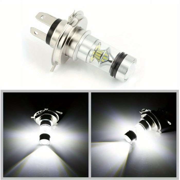 2pcs H4 9003 LED Car Fog Light Bulbs 12V 100W Low Beam 6500K White Light with Lens