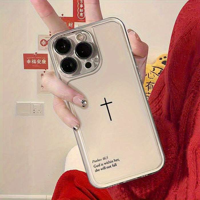 1pc Transparent For iPhone 12 Mini Cross Pattern Tpu Space Phone Case