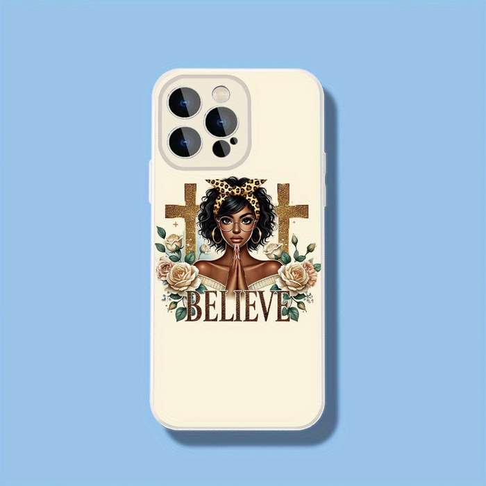 1Pc Ivory White For iPhone 16 Plus Faith And Strength Amidst Phone Case