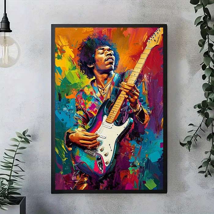 1pc  Vibrant Jimi Hendrix-Inspired Guitar Canvas Art Poster Unframed Wall Decor for Living Roo
