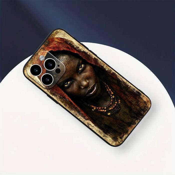 1Pc Black For iPhone 12 Pro African Woman Phone Case
