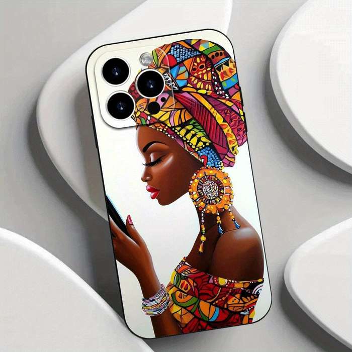 1Pc Black For iPhone 12 Beautiful African Girl Phone Case