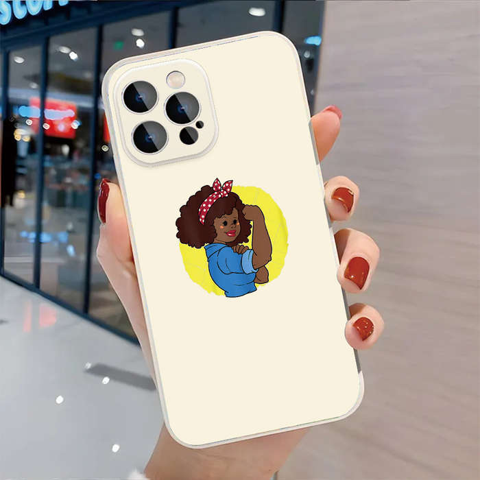1Pc Ivory White For iPhone 13 Empowered Woman Phone Case