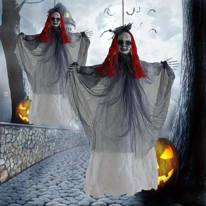 Halloween Decorations Model Red Haired Ghost Doll