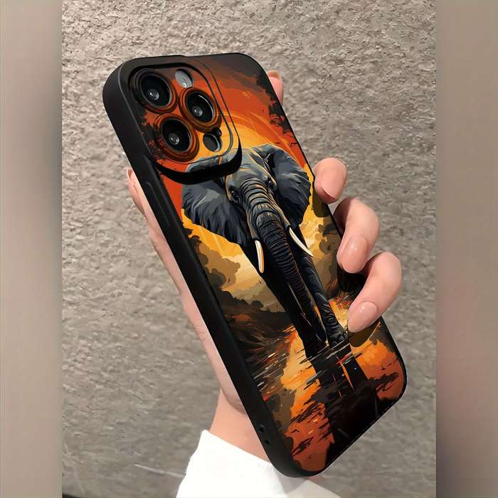 1Pc Black For iPhone X XS African Elephants Phone Case