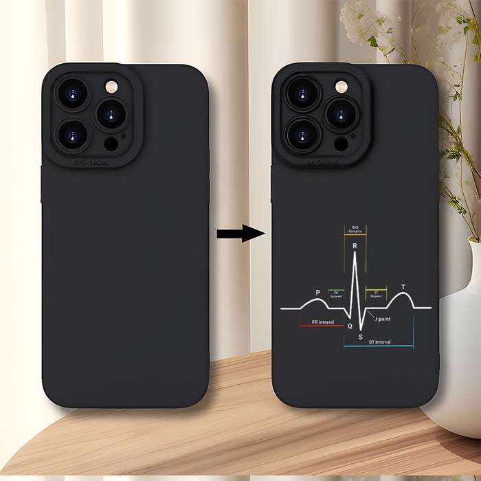 1Pc Black For iPhone 7 8 SE2 SE3 Heartbeat Pattern Phone Case